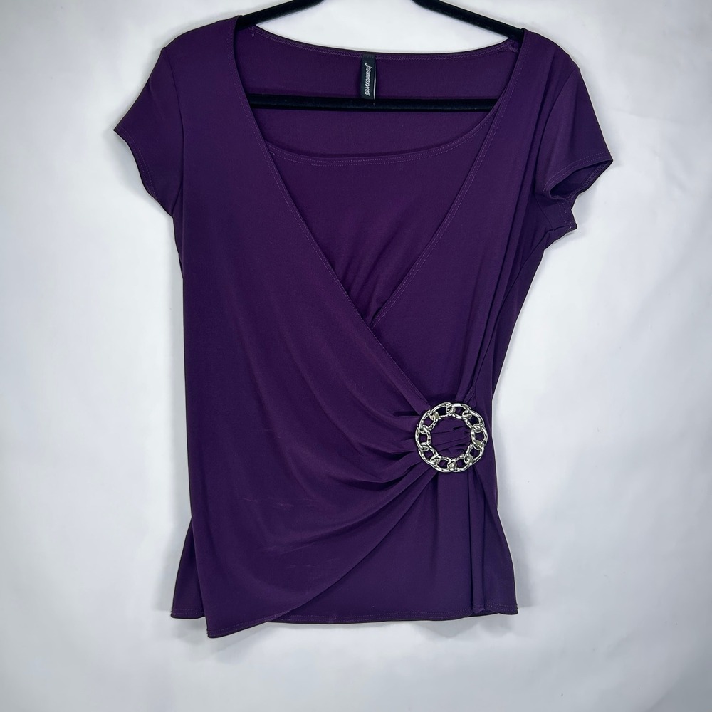 Jason Maxwell Purple Faux Wrap Top M Chain O-Ring Y2K Vintage